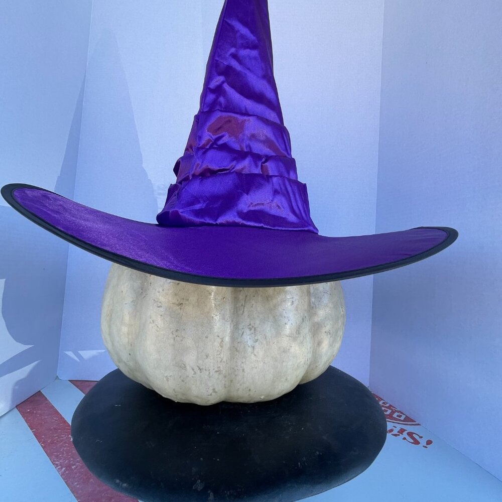 Brand New (4 available) One Size Tiered Tall Pointy Metallic Purple Witch's Hats - Picture 4 of 16